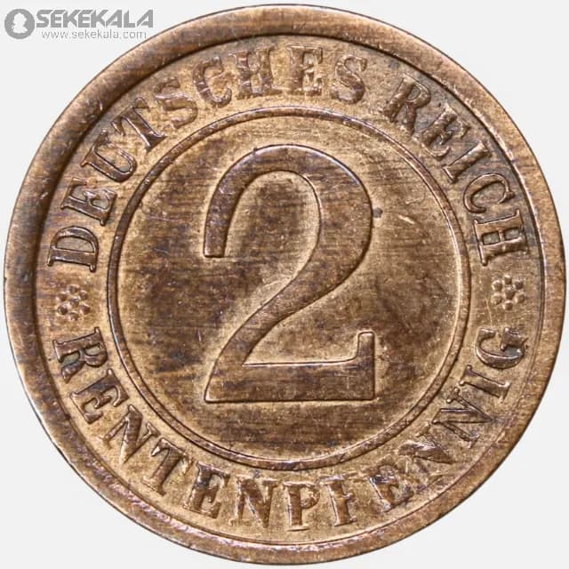 سکه 2 رنتن فنیگ آلمان وایمار 1924 — تصویر ۳