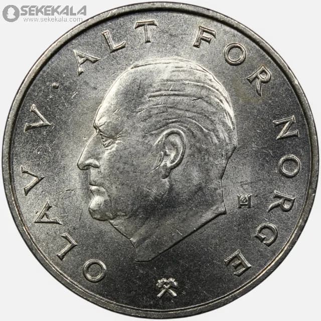 سکه 1 کرون نروژ 1977 (اولاف پنجم)(UNC)