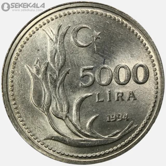 سکه 5000 لیره ترکیه 1994 (UNC) — تصویر ۲