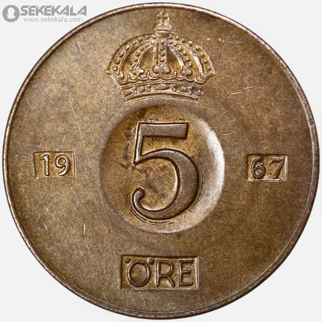 سکه 5 اوره سوئد 1967 (گوستاو آدولف ششم)