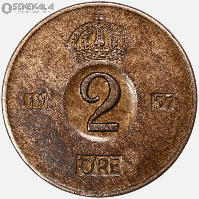 سکه 2 اوره سوئد 1957 (گوستاو آدولف ششم)