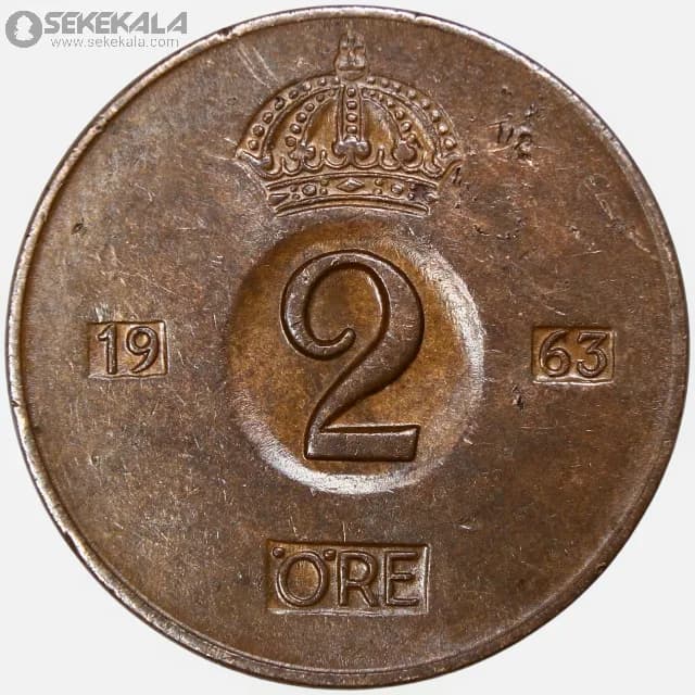 سکه 2 اوره سوئد 1963 (گوستاو آدولف ششم)