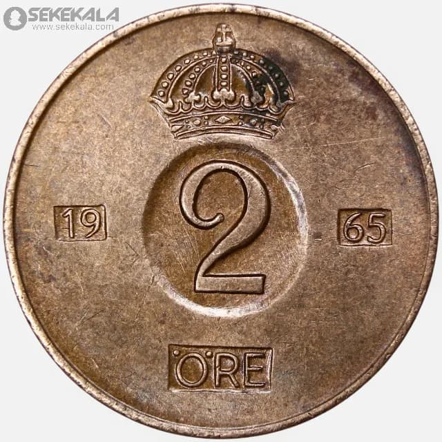 سکه 2 اوره سوئد 1965 (گوستاو آدولف ششم)