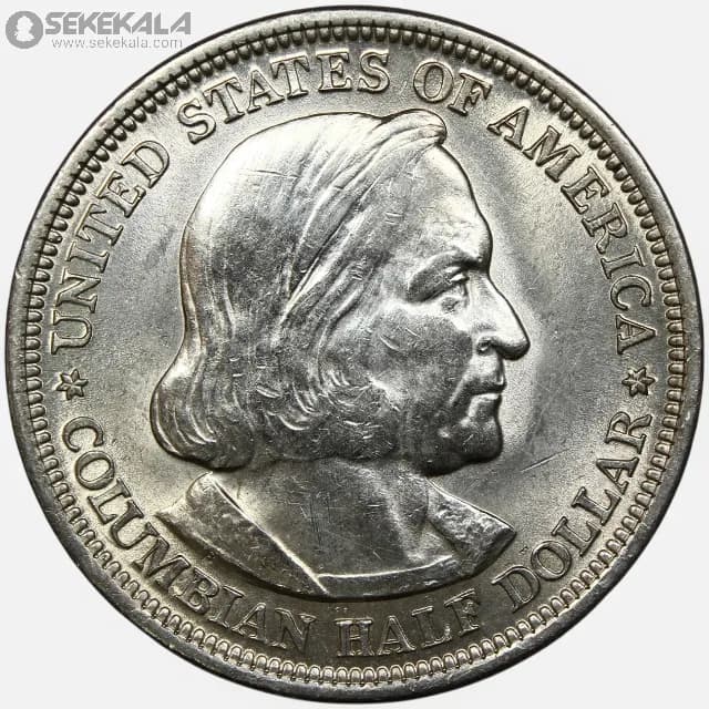 سکه هالف دلار (½ دلار ) نقره یادبودی آمریکا 1893 (کریستوف کلمب)(+AU) — تصویر ۳