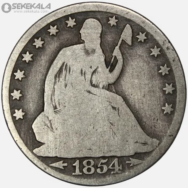 سکه نایاب هالف دلار (½ دلار ) نقره آمریکا O 1854 (Seared Liberty) — تصویر ۲