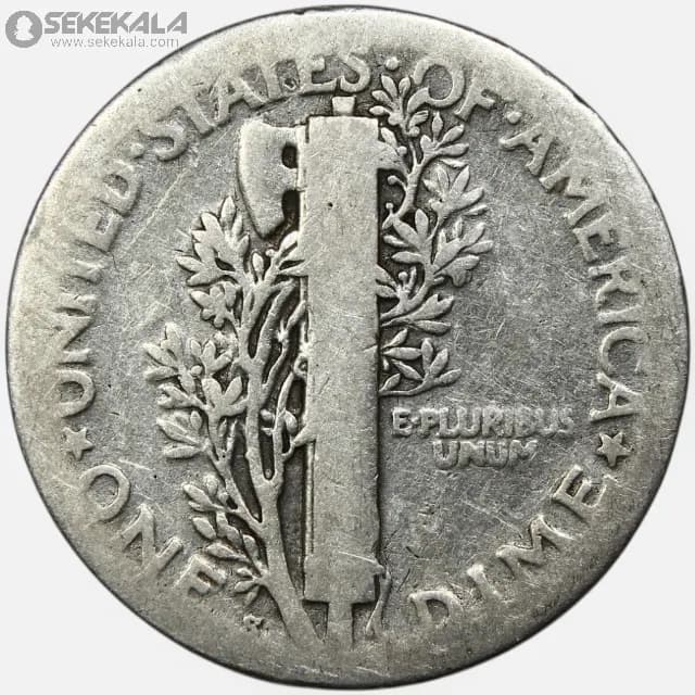 سکه دایم (10 سنت) نقره آمریکا 1920 S (مرکوری) — تصویر ۳