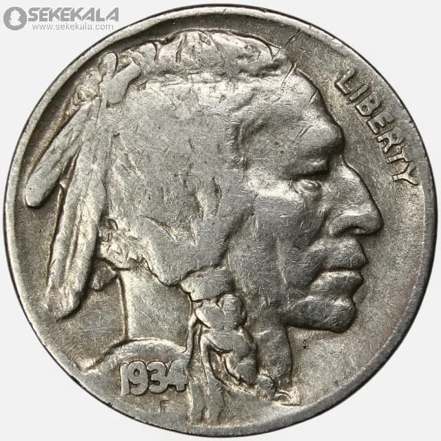 سکه 5 سنت قدیمی آمریکا 1934 (بوفالو) — تصویر ۲