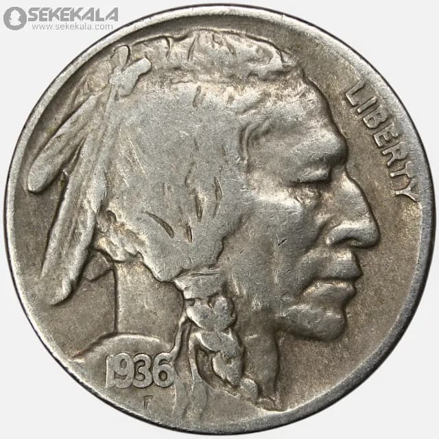 سکه 5 سنت قدیمی آمریکا 1936 (بوفالو)