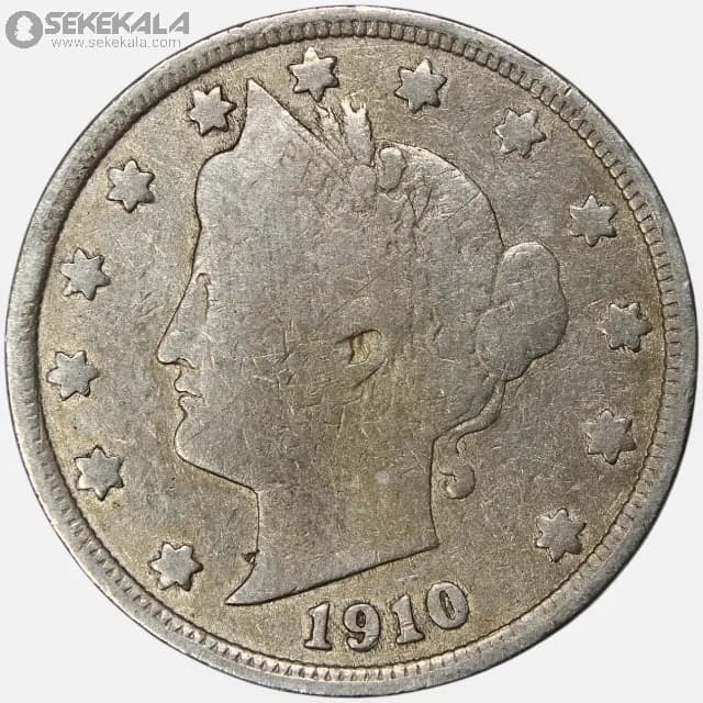 سکه 5 سنت قدیمی آمریکا 1910 (Liberty- آزادی)