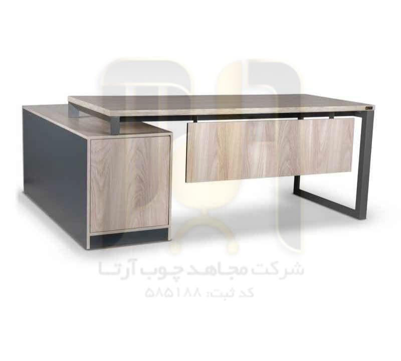 میز مدیریتی پایه فلزی بیاض مجاهد چوب آرتا