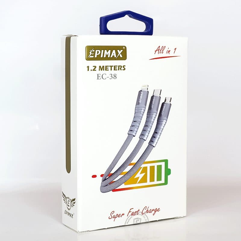 کابل شارژ سه کاره میکرو،تایپ سی و اپلEPIMAX EC-38 — تصویر ۳