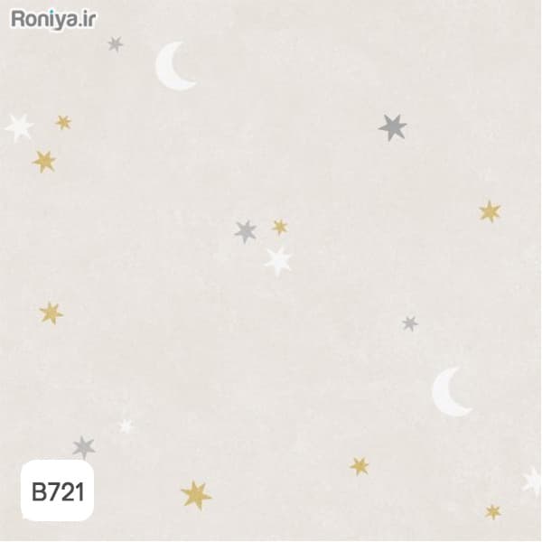 کاغذ دیواری طرح ستاره و ماه کودک کد B719 — تصویر ۳