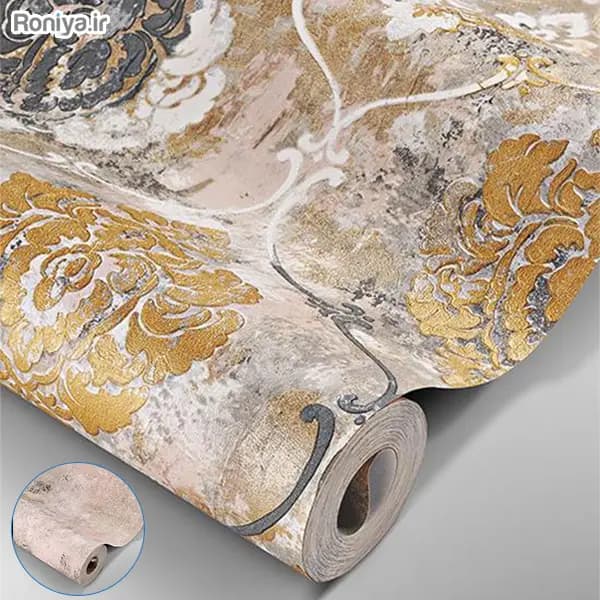 ست کاغذ دیواری پتینه طرح داماسک رنگی کد 00149 + طرح ساده