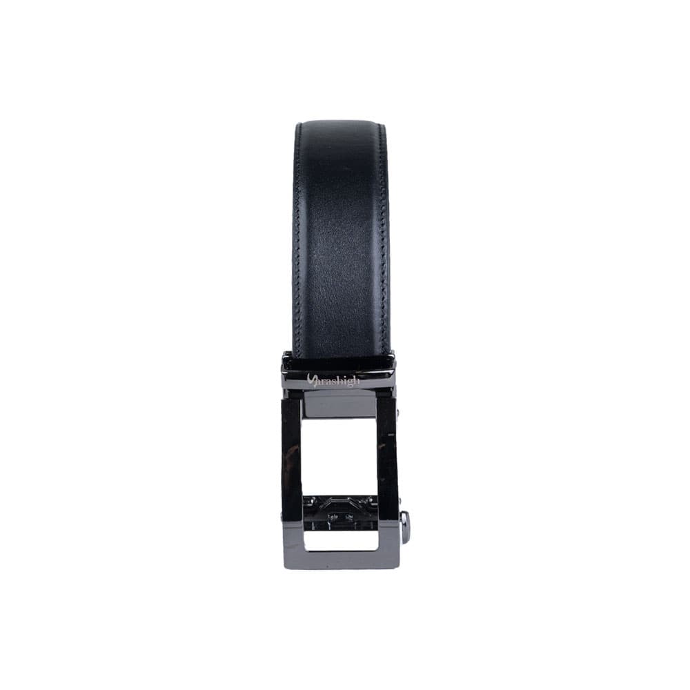 كمربند ريلي چرم دور دوخت BE113 مشكي — تصویر ۳