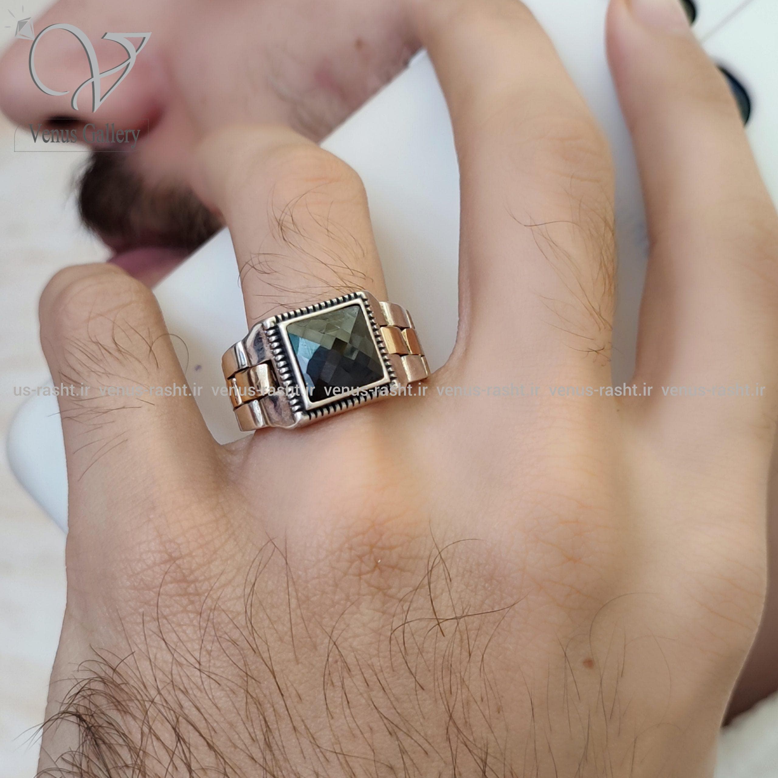 انگشتر نقره مردانه مدل رولکس کد 3023 — تصویر ۳