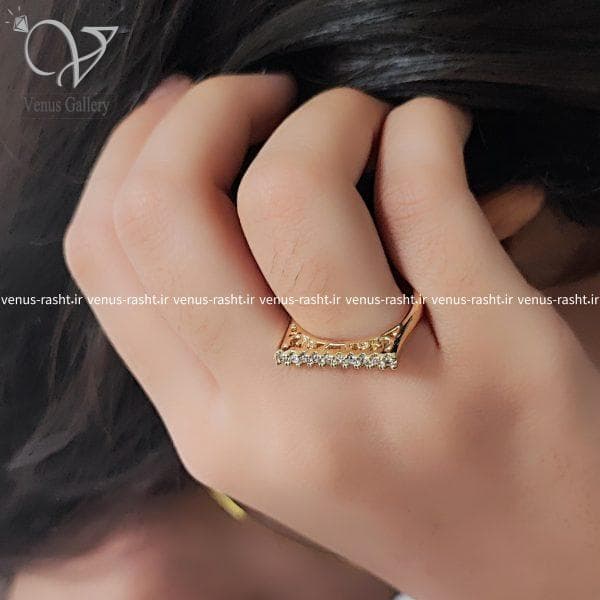 انگشتر ژوپینگ نگین الماسی ظریف کد 1641 — تصویر ۵