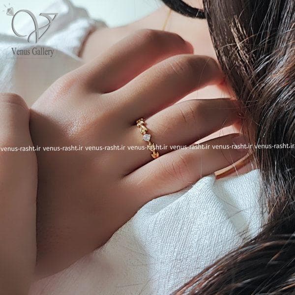 انگشتر ژوپینگ نگین الماسی ظریف کد 1520 — تصویر ۳