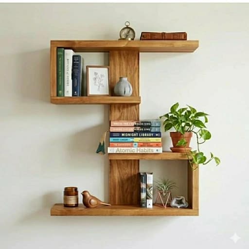 کتابخانه شلف استند دیوارکوب چوبی مبلمان اورلین مدل 967554