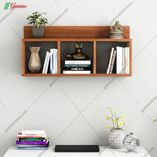 کتابخانه دیواری MDF رافیا مدرن دکوری کم جا مبلمان اورلین مدل 967532 — تصویر ۲