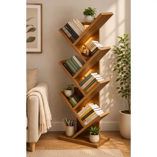 کتابخانه شلف کتاب درختی استند کتاب دیواری مبلمان اورلین مدل 967451