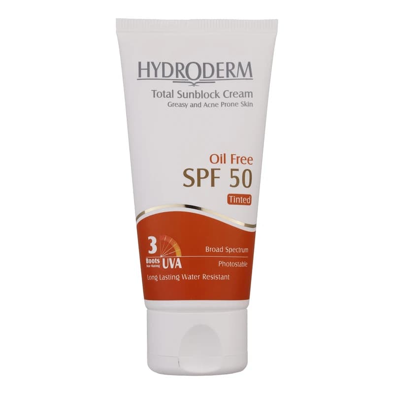 كرم ضد آفتاب SPF50 فاقد چربی رنگی هیدرودرم