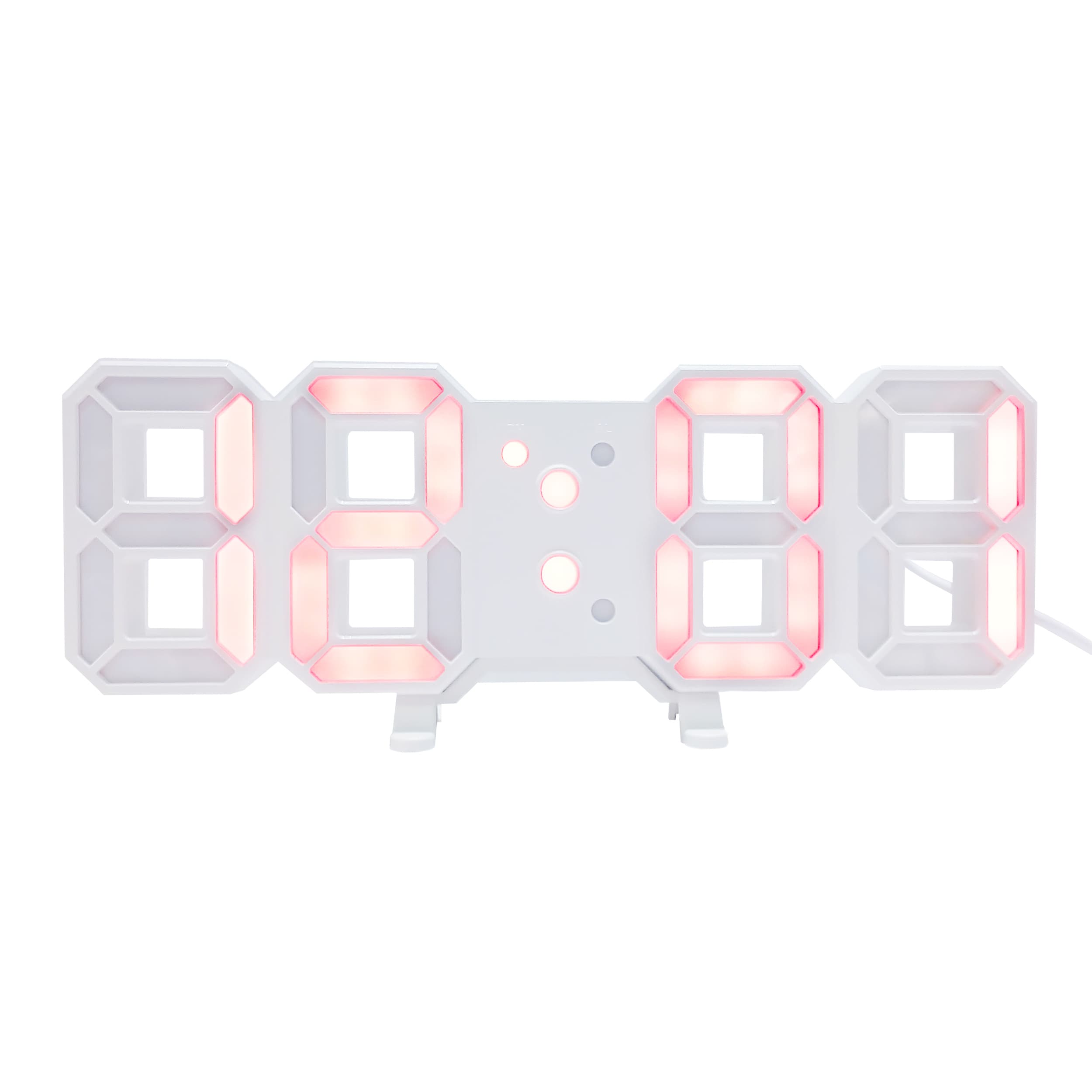 ساعت دیجیتالی مدل اعداد LED رومیزی منبع تغذیه کابل usb بدنه سفید – چراغ قرمز
