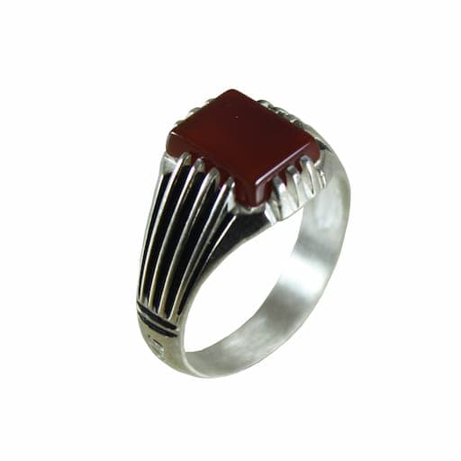 انگشتر عقیق سرخ مردانه نقره چهارگوش کد{283}