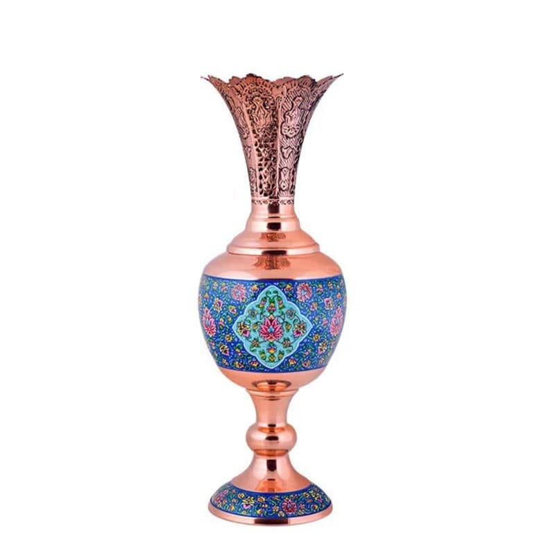 گلدان سنبلدان مس و پرداز ارتفاع 35