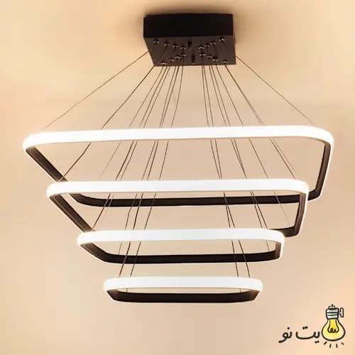لوستر مدرن چهار حلقه مربع