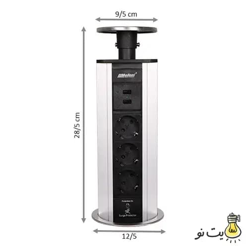 پریز توکار کابینت استوانه ای مدل 10008 ملونی — تصویر ۳