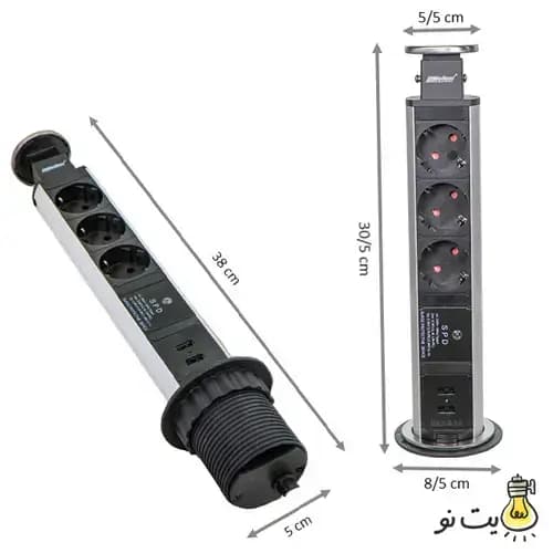 پریز توکار کابینت استوانه ای مدل 10006 ملونی — تصویر ۳