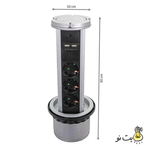 پریز توکار کابینت استوانه ای الکترا مدل 10020 ملونی — تصویر ۳