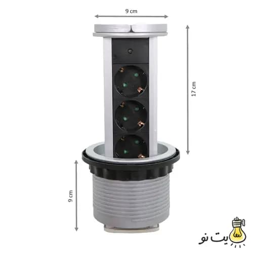پریز توکار کابینت استوانه ای الکترا مدل 10018 ملونی — تصویر ۳