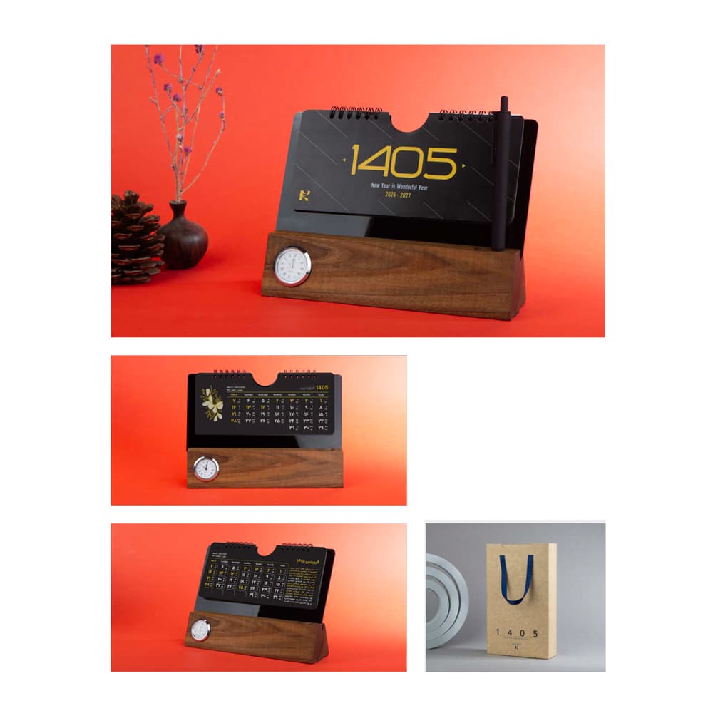 تقویم رومیزی چوب گردو کد ER51103