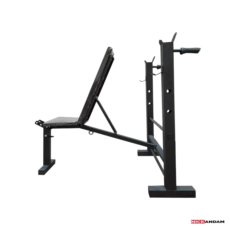 دستگاه بدنسازی میز پرس 12کاره تاشو خانگی+وزنه+دمبل+هالتر — تصویر ۵