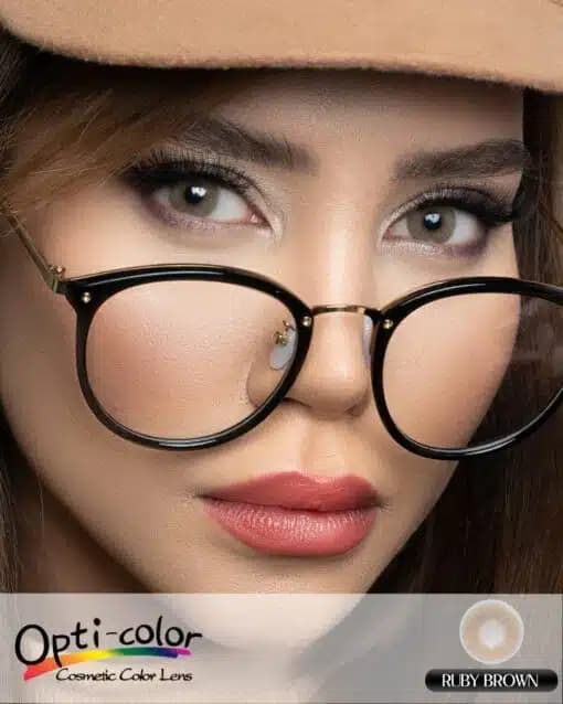 لنز عسلی اُپتی کالر روبی براون | OptiColor Ruby Brown Honey Lens — تصویر ۶