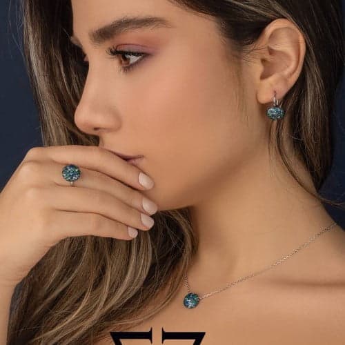 نیمست نقره نگین رنگی