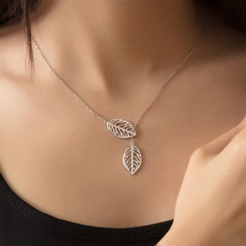 گردنبند نقره طرح برگ