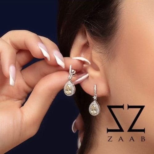 گوشواره نقره طرح سیترین