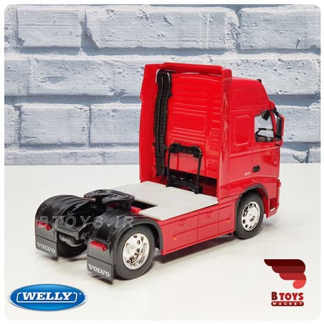ماکت کشنده کامیون ولوو fh12 تک محور قرمز ویلی (VOLVO FH12 welly)مقیاس 1/32 — تصویر ۲