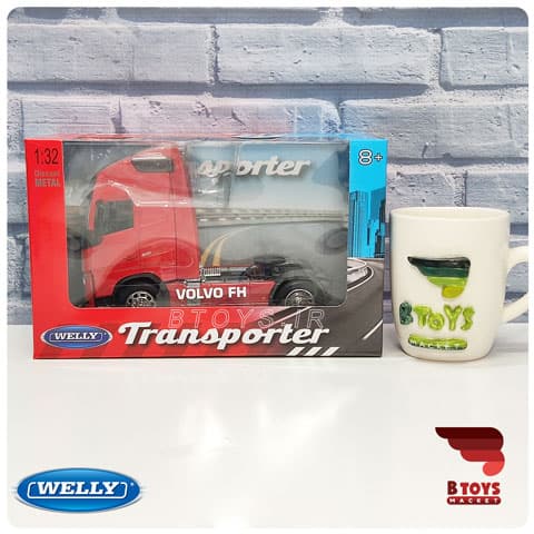 ماکت کشنده کامیون ولوو fh12 تک محور قرمز ویلی (VOLVO FH12 welly)مقیاس 1/32 — تصویر ۳
