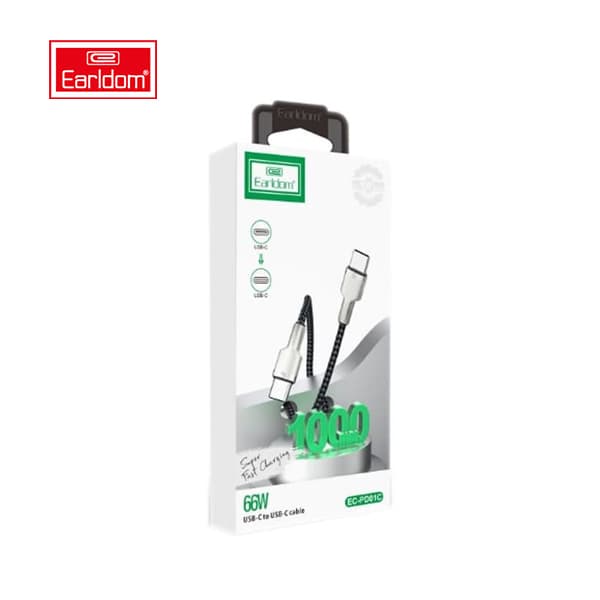 کابل فست شارژ TYPE-C به TYPE-C ارلدام مدل Earldom EC-PD01C-C 66W 1m