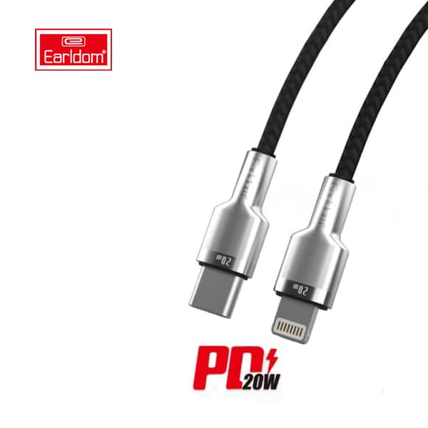 کابل فست شارژ TYPE-C به لایتنینگ ارلدام مدل Earldom EC-PD01C-I 20W 1m — تصویر ۳