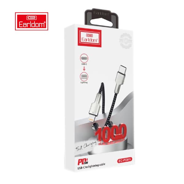 کابل فست شارژ TYPE-C به لایتنینگ ارلدام مدل Earldom EC-PD01C-I 20W 1m — تصویر ۴