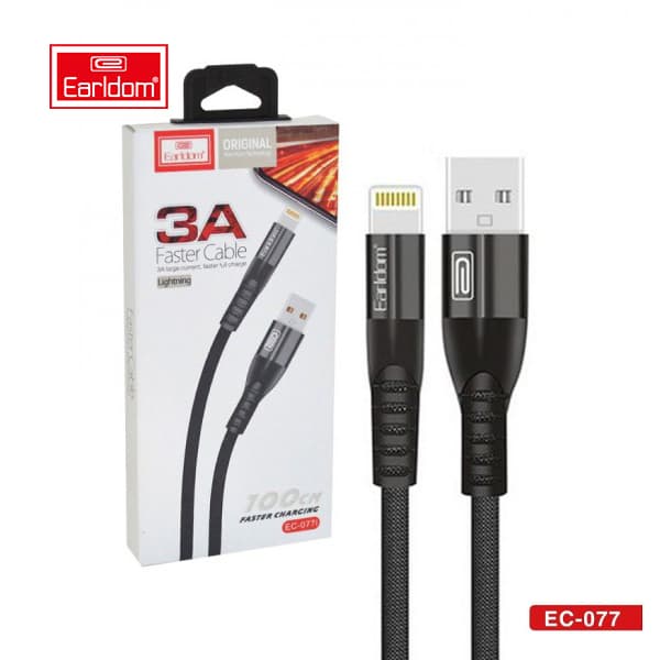 کابل شارژ فست USB به لایتنینگ ارلدام مدل Earldom EC-077i Lightning cable 3.0A 1.0m