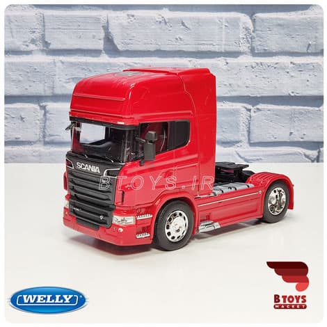 ماکت کشنده کامیون اسکانیا 730 زرشکی ویلی(SCANIA 730 welly)مقیاس 1/32
