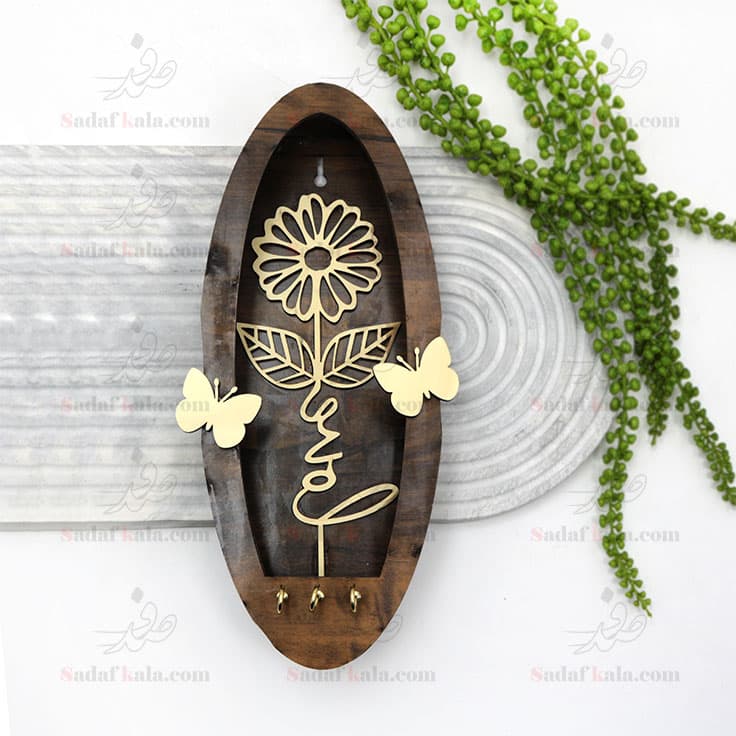 جا کلیدی طرح گل چوبی