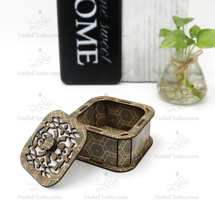 قندان مربع درب حاشیه چوبی