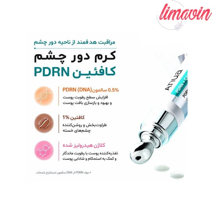 کرم دور چشم PDRN و کافئین آنوا ضد پف و تیرگی و ضد چروک و جوانساز حجم 20 میلی لیتر — تصویر ۴