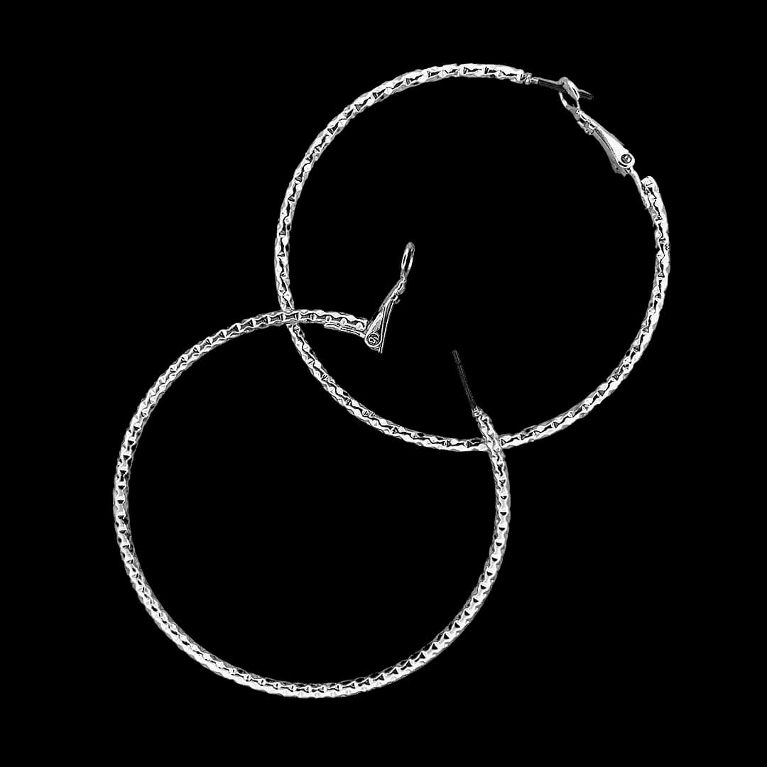 گوشواره حلقه‌ای تراش‌دار استیل | ضدحساسیت (Diamond Cut) — تصویر ۳